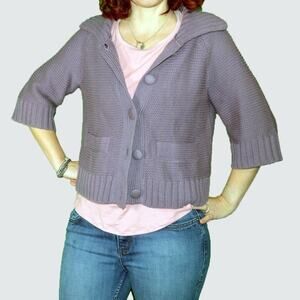 J. Jill Crop Cardigan 3/4 Sleeve S Purple